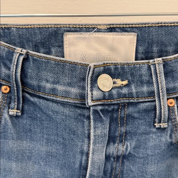 MOTHER SUPERIOR Weekender in It’s a Small World Blue Flare Jeans Sz. 27 LIKE NEW - Picture 5 of 10